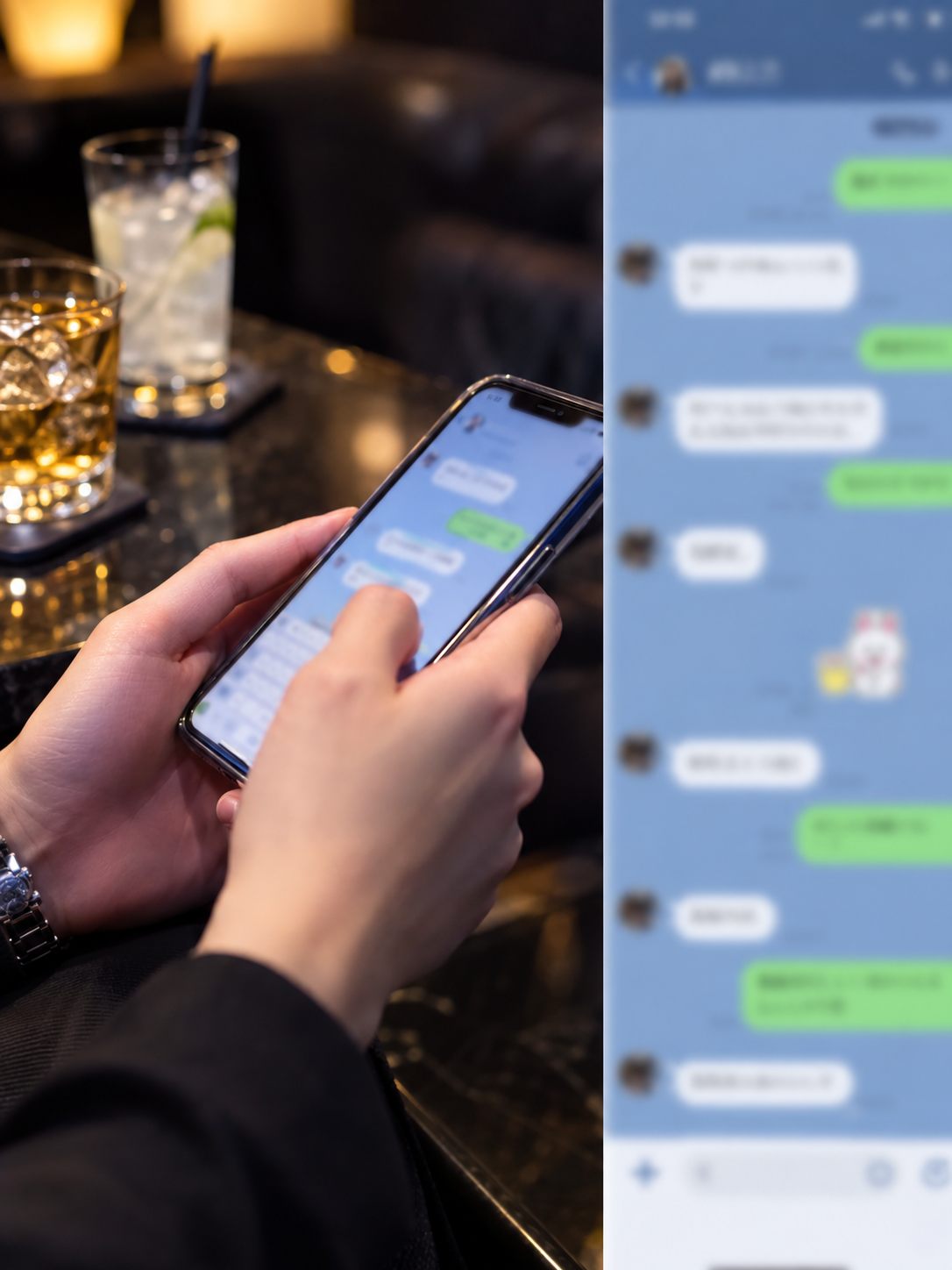 スマホでLINEのやりとり